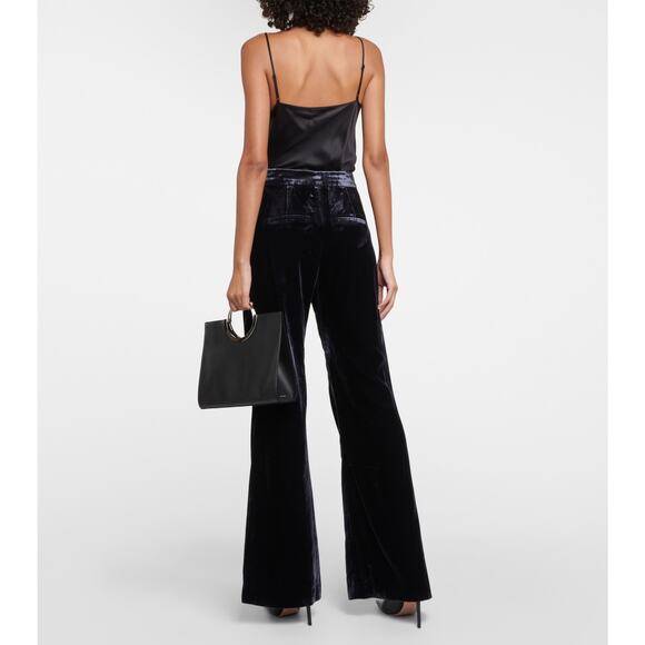 Veronica Beard Lebone Velvet Wide Leg Pants in Navy Size 12 - Picture 2 of 16
